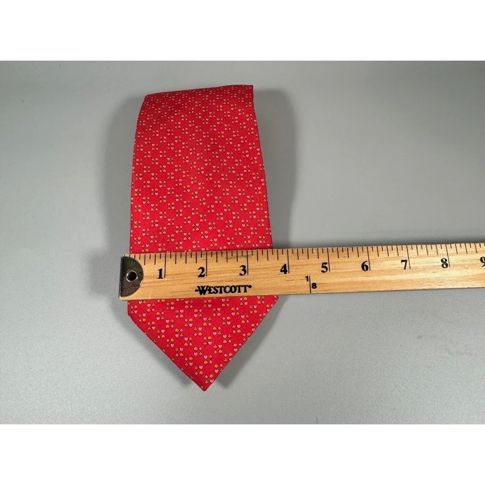 Salvatore Ferragamo Mens Red Silk Tie Micro Print Italy‎